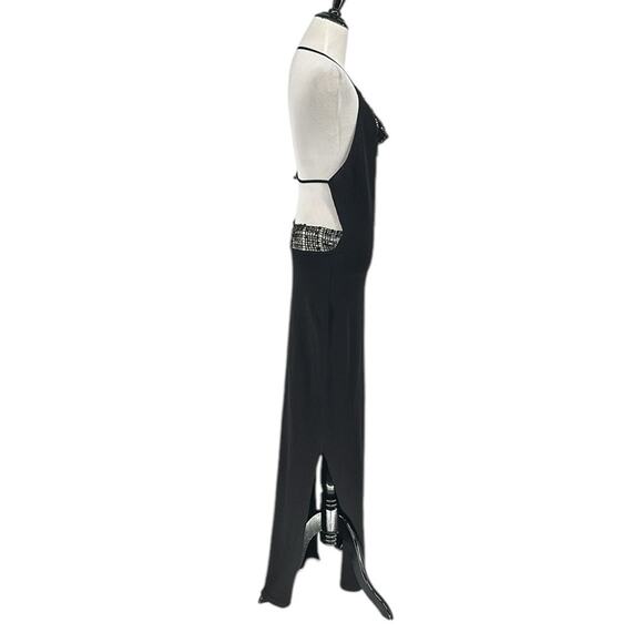 Aya Muse Alpin Beaded Open Back Halter Dress Black Size XL NWT - Picture 8 of 11
